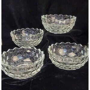 Vintage 1970's Weighted Crystal Bowls in a "Cubist Pattern," Set of 4